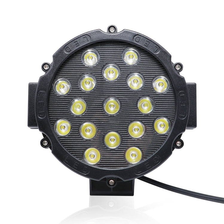 2 PCS 51W 3500LM 6500K White Light  17 LED Waterproof Car Boat Marine Work Lights Spotlight LED Bulbs, 30 Degrees Adjustable, DC 10-30V, 51W, Spot Light+51W