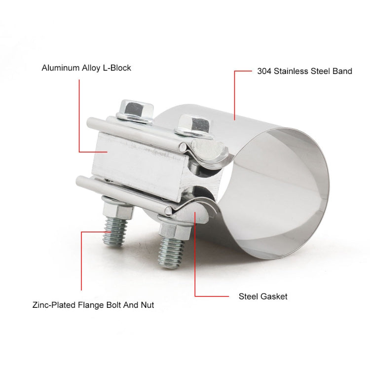2.75 inch Car Turbo Exhaust Downpipe Stainless Steel Lap Joint Band Clamp, 2.75 inch