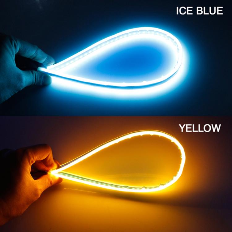 2 PCS 60cm DC12V 7.5W Ultra-thin Waterproof Car Auto Double Colors Turn Lights / Running Lights SMD-2835 LED Bulbs (Turn Lights: Yellow Light; Running Lights: Ice Blue Light), 60cm Turn Lights: Yellow Light; Running Lights: Ice Blue Light              ...
