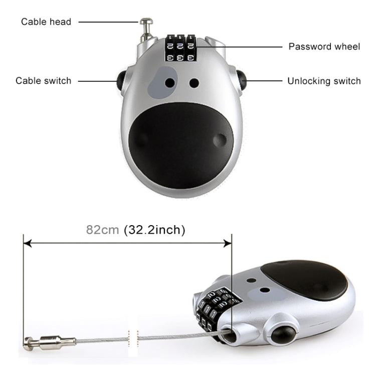 JASIT Portable Multifunction Cute Cow Travel Luggage Password Lock, Luggage Password Lock
