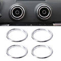 4 PCS Car Outlet Decorative Rings Aluminum Alloy Air Outlet Chrome Trim Ring Car Dashboard  Air Vents Cover Sticker Decoration for Audi A3, For Audi A3