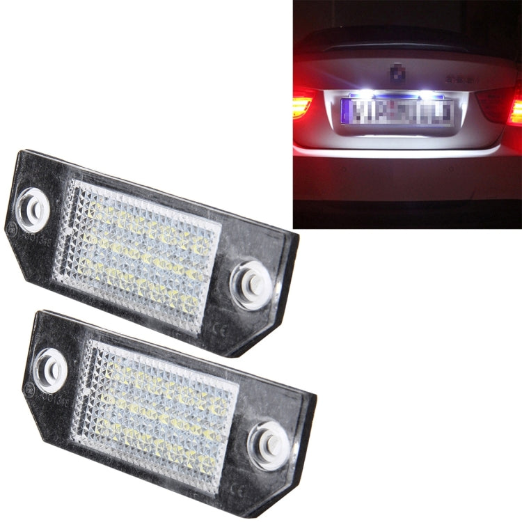 2 PCS License Plate Light with 24  SMD-3528 Lamps for Ford Focus,2W 120LM,6000K, DC12V(White Light), For Ford Focus