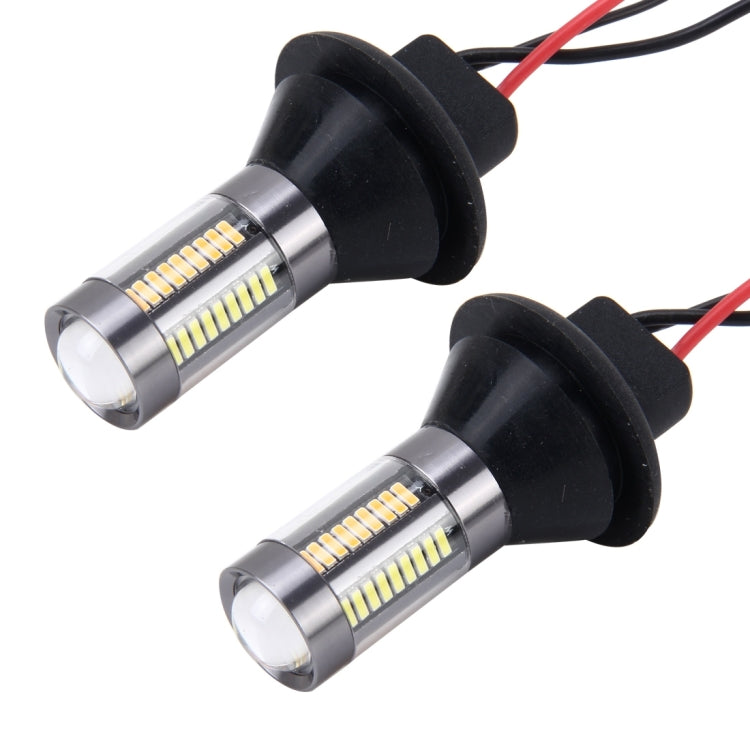 2PCS 1156/Ba15s 5W 300LM 66LEDs SMD-4014 Car Tail Bulb Turn Signal Auto Reverse Lamp Daytime Turn Running Light Car Source (White Light+ Yellow Light),Cable Lenght:1 m, 1156/Ba15s 5W