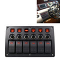 3Pin 6 Way Switches Combination Switch Panel with Light and Projector Lens for Car RV Marine Boat, 3Pin 6 Way