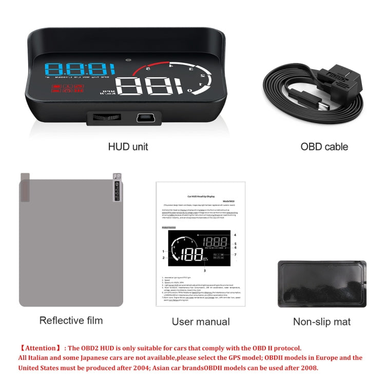 M10 3.5 inch Universal Car OBD2 HUD Vehicle-mounted Head Up Display, M10(Blue), M10(Yellow)