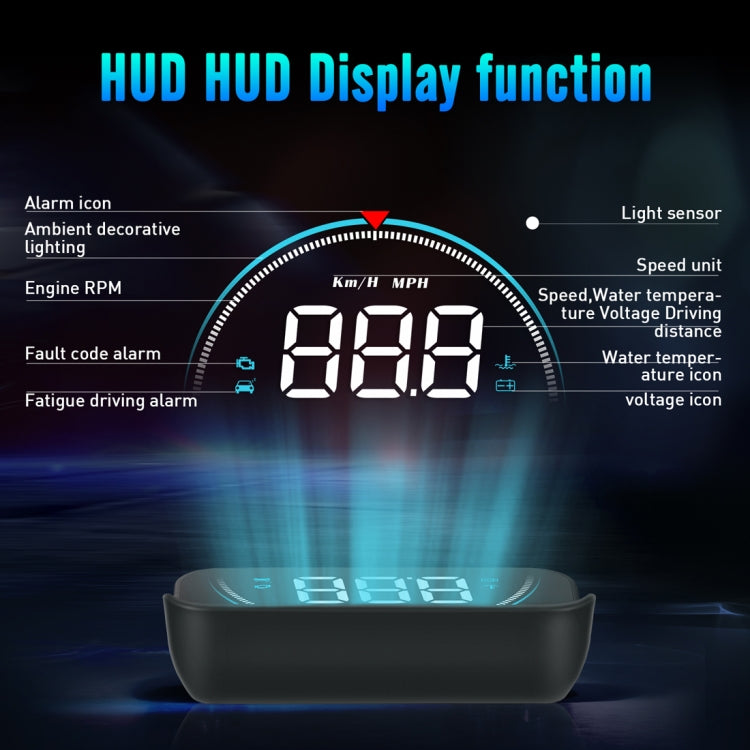M8 3.5 inch Universal Car OBD2 HUD Vehicle-mounted Head Up Display, M8
