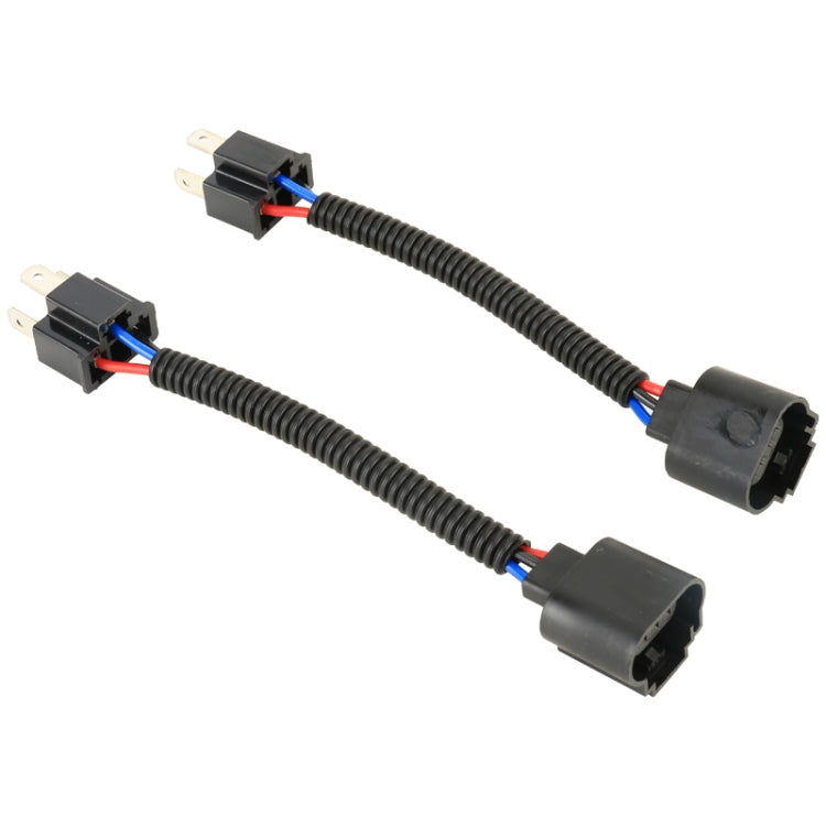 1 Pair H4 Male to H13 Female Bulb Holder Base Male Socket with Wire, H4 Male to H13 Female