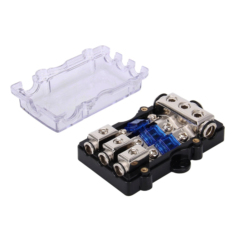 Car Auto 60A 1 in 3 Ways Glass Fuse Holder Blade Fuse Holder for Car Audio Amplifier, 1 in 3