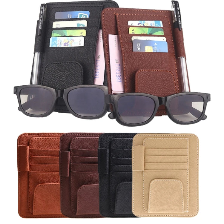 Multi-functional Auto Car Sun Visor Sunglass Holder Card Bill Ticket Storage Holder Pouch Bag