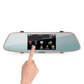 5 inch IPS Touch Screen Rear View Mirror Car Recorder with Dual Channel 720P Car Black Box, Separate Camera, Support 32GB TF Card, Night Vision, 150 Degree Wide Angle Viewing, 5 inch