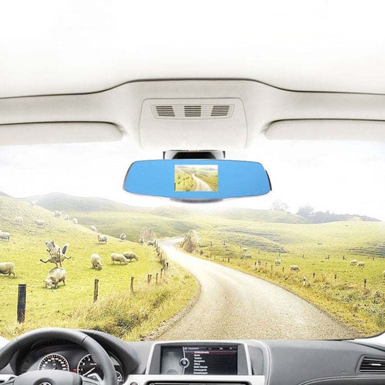 5 inch IPS Touch Screen Rear View Mirror Car Recorder with Dual Channel 720P Car Black Box, Separate Camera, Support 32GB TF Card, Night Vision, 150 Degree Wide Angle Viewing, 5 inch