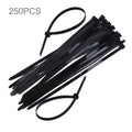 250 PCS 8mm*300mm Nylon Cable Ties, 8mm*300mm Black, 8mm*300mm White