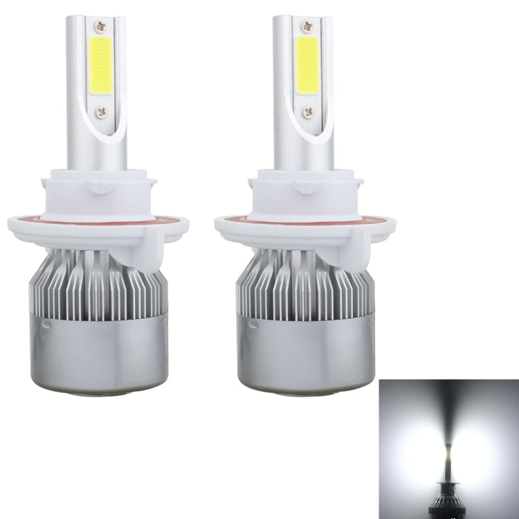 2 PCS  H13 18W 1800 LM 6000K IP68 Canbus Constant Current Car LED Headlight with 2 COB Lamps, DC 9-36V, H13