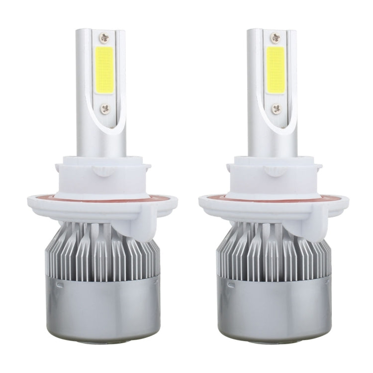 2 PCS  H13 18W 1800 LM 6000K IP68 Canbus Constant Current Car LED Headlight with 2 COB Lamps, DC 9-36V, H13