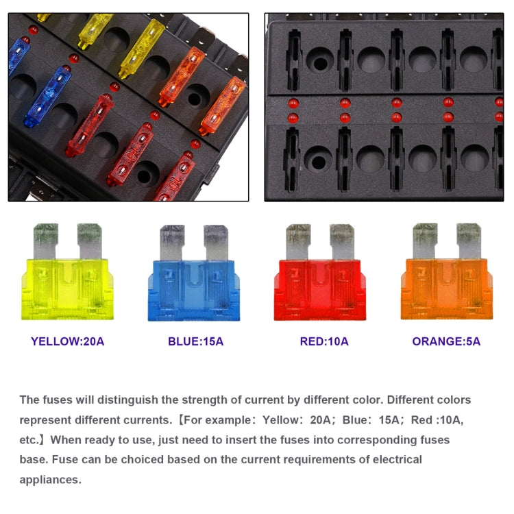 1 in 8 Out Fuse Box Screw Terminal Section Fuse Holder Kits with LED Warning Indicator for Auto Car Truck Boat, 1 in 8 Out (Screw Terminal Section)