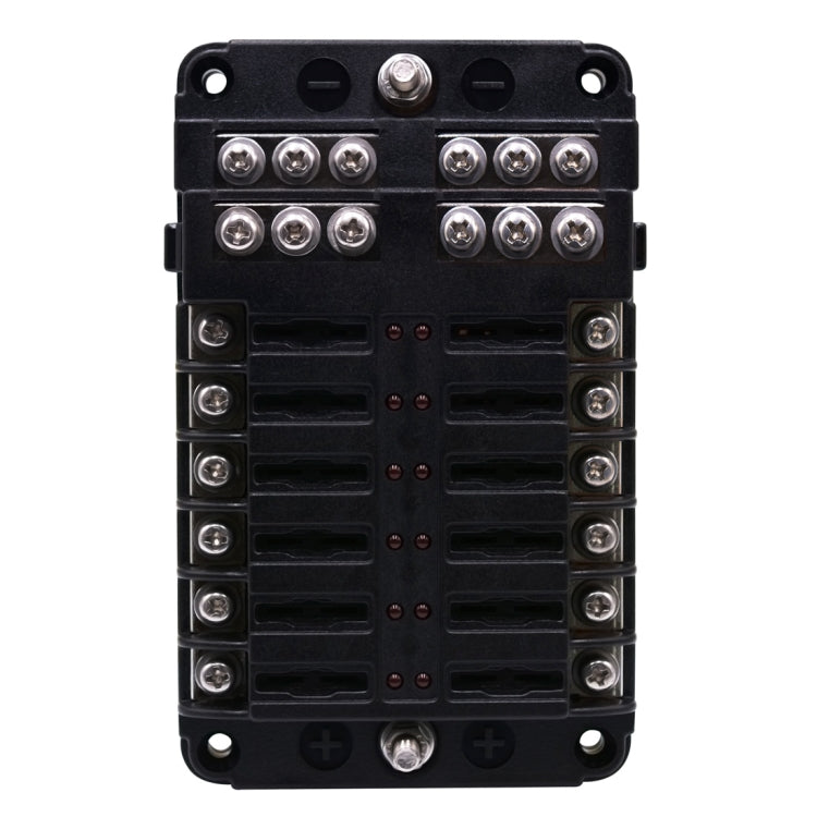 Independent Positive and Negative 1 in 12 Out 12 Way Circuit Blade Fuse Box Fuse Holder Kits with LED Warning Indicator for Auto Car Truck Boat, 1 in 12 Out