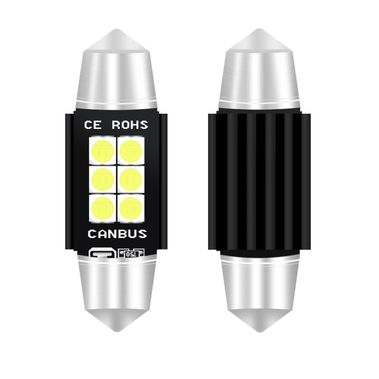 2 PCS 39mm DC12V-24V 3W 6000K 660LM 6LEDs SMD-3030 Car Reading Lamp / License Plate Light, 39mm (3W)