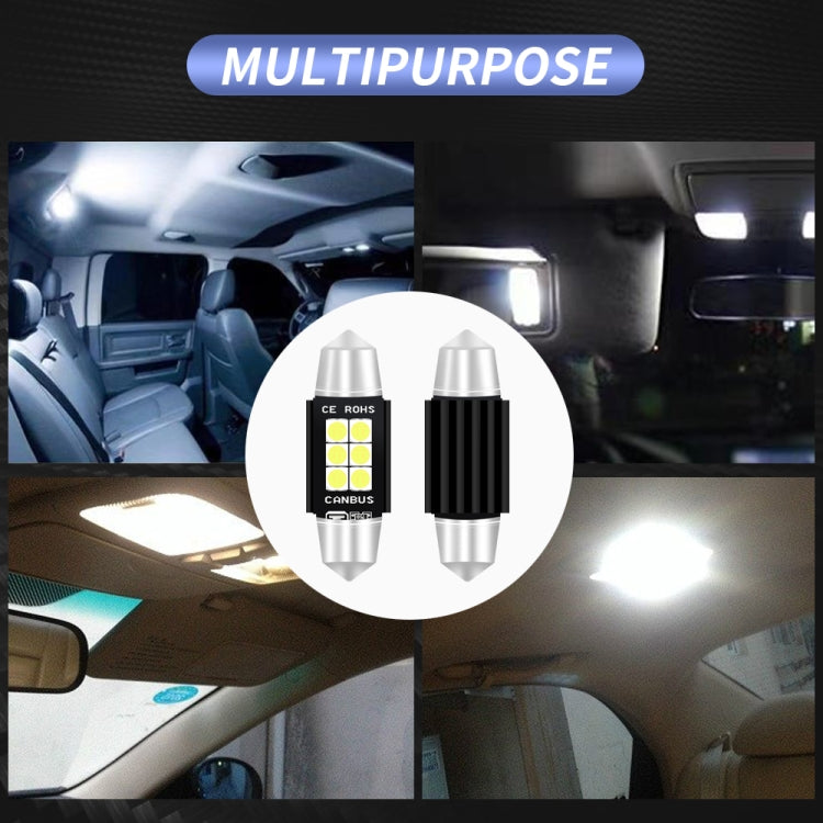 2 PCS 39mm DC12V-24V 3W 6000K 660LM 6LEDs SMD-3030 Car Reading Lamp / License Plate Light, 39mm (3W)