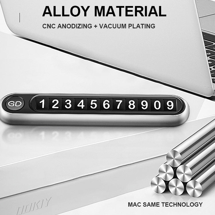 Hidden Number Metal Car Temporary Parking Number Plate Parking Card, Parking Card (Grey), Parking Card(Silver)