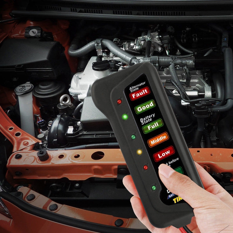 TIROL T16897 12V Auto Car Digital Battery Alternator Tester 6 LED Lights Display, TIROL T16897