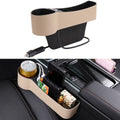 Car Multi-functional Driver Seat Console PU Leather Box Cigarette Lighter Charging Pocket Cup Holder Seat Gap Side Storage Box, Driver Seat