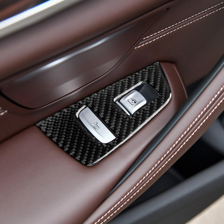 Car Carbon Fiber Door Window Lift Panel Decorative Sticker for BMW 5 Series G38 528Li / 530Li / 540Li 2018, Left Drive, Door Window Lift, B