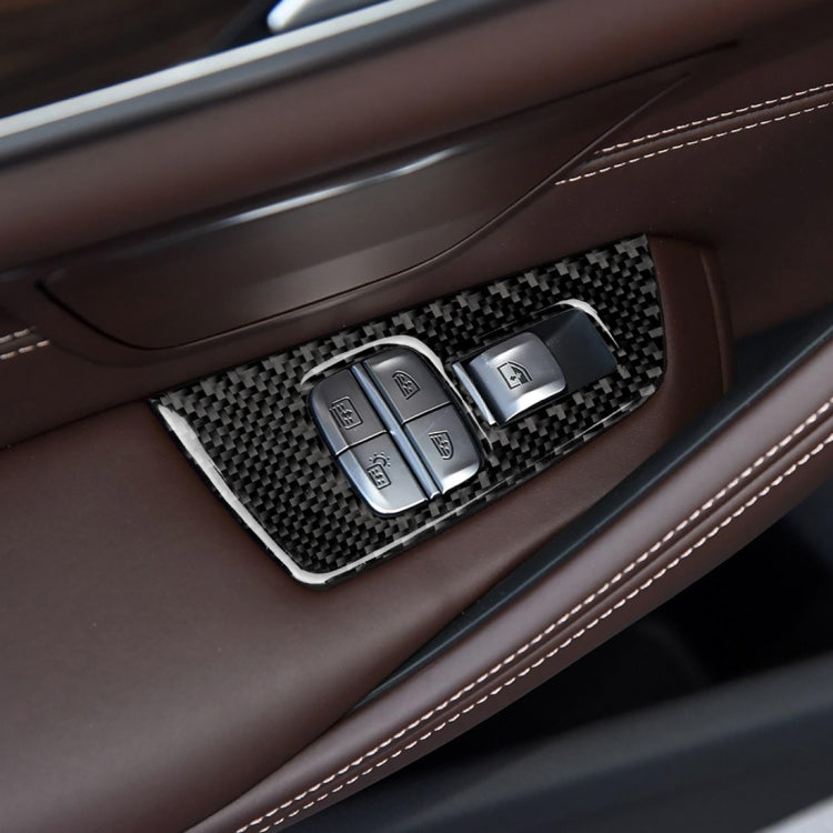 Car Carbon Fiber Door Window Lift Panel Decorative Sticker for BMW 5 Series G38 528Li / 530Li / 540Li 2018, Left Drive, Door Window Lift