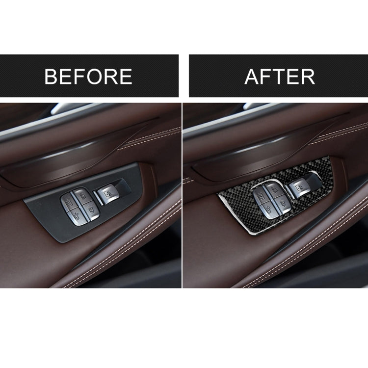 Car Carbon Fiber Door Window Lift Panel Decorative Sticker for BMW 5 Series G38 528Li / 530Li / 540Li 2018, Left Drive, Door Window Lift