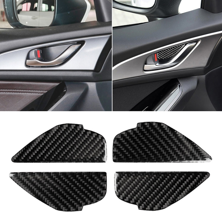 4 PCS Car Carbon Fiber Door Inner Handle Wrist Panel Decorative Sticker for Mazda Axela 2014 / 2017-2018, Door Inner Handle Wrist