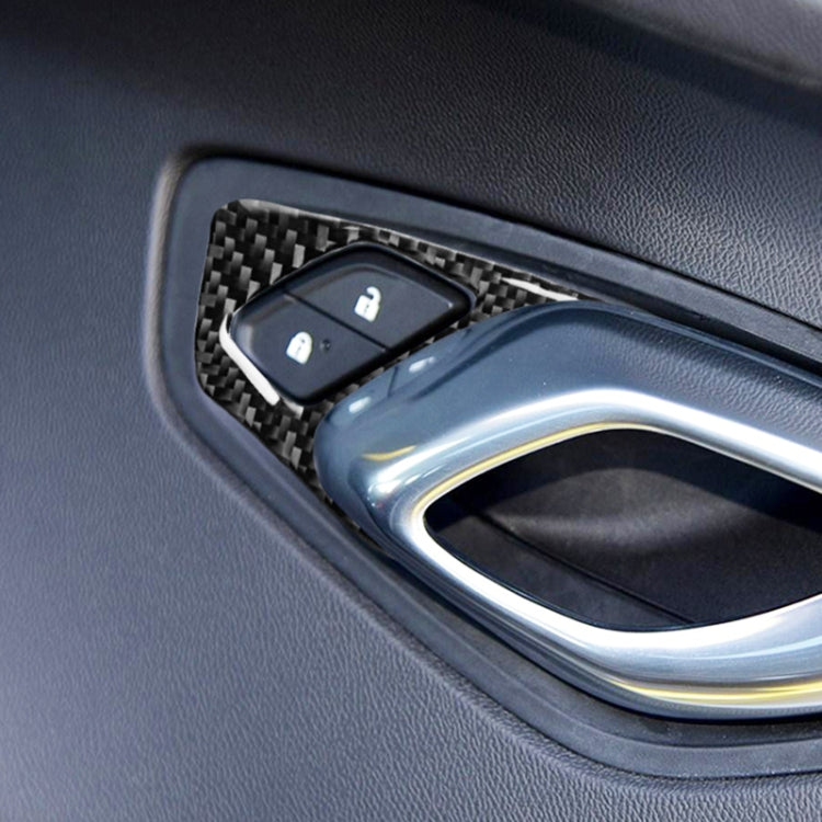 2 PCS Car Carbon Fiber Inner Door Lock Decorative Sticker for Chevrolet Camaro 2017-2019, Inner Door Lock