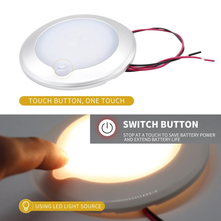 DC 9-30V 4.5W 3000-3300K IP67 Marine RV Dimmable 150mm LED Dome Light Ceiling Lamp, with Touch Control, 150mm LED Dome Light, 150mm LED Dome Light(White Light)