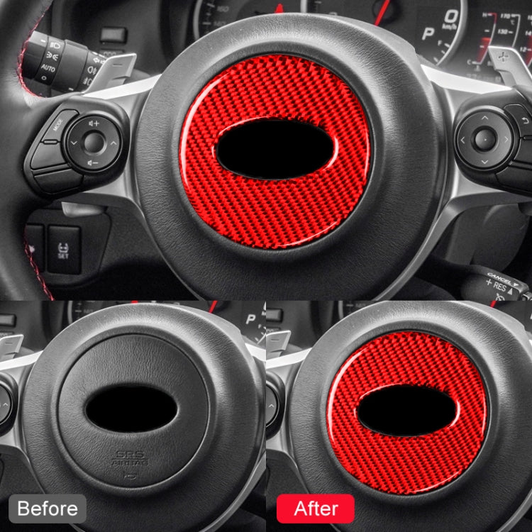 Car Carbon Fiber Steering Wheel Decorative Sticker for Subaru Forester 2016-2018, Left and Right Drive Universal, Steering Wheel Red, Steering Wheel