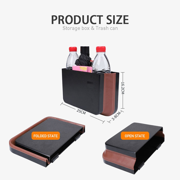 929 Car Foldable Hanging Trash Can Storage Bin with Small Table, with Small Table Black