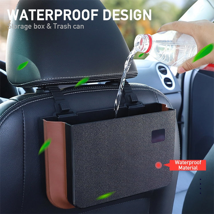 929 Car Foldable Hanging Trash Can Storage Bin with Small Table, with Small Table Black