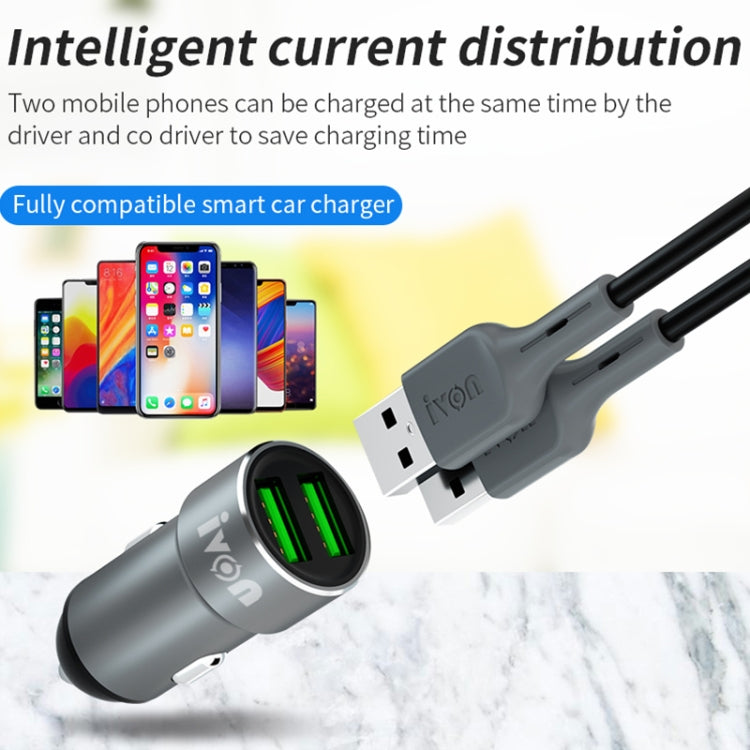 IVON CC38 2.4A Dual USB Car Charger + 1m USB to Micro USB Fast Charge Data Cable Set, Micro USB