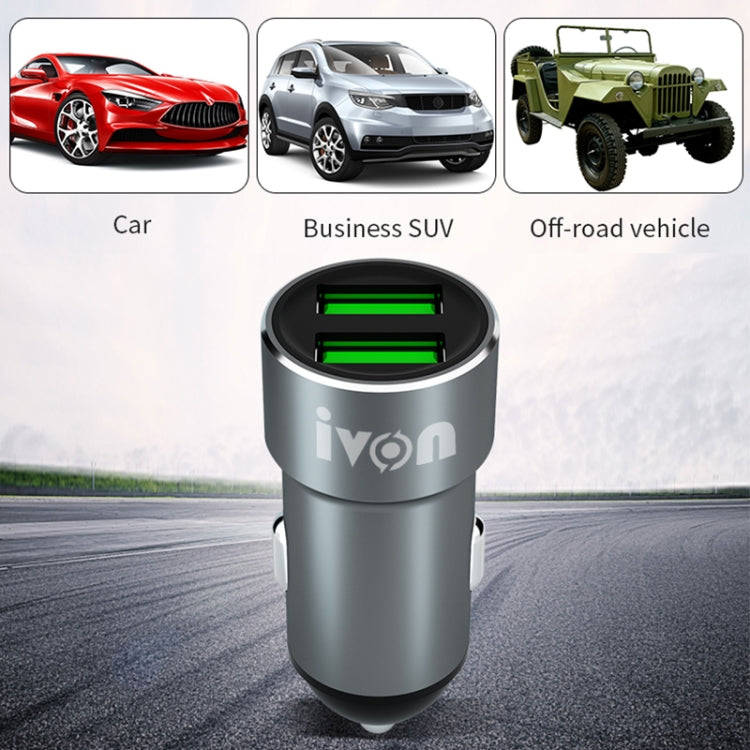 IVON CC38 2.4A Dual USB Car Charger + 1m USB to Micro USB Fast Charge Data Cable Set, Micro USB