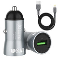 IVON CC39 18W 3.1A QC 3.0 USB Car Charger + 1m USB to 8 Pin Fast Charge Data Cable Set, 8 Pin