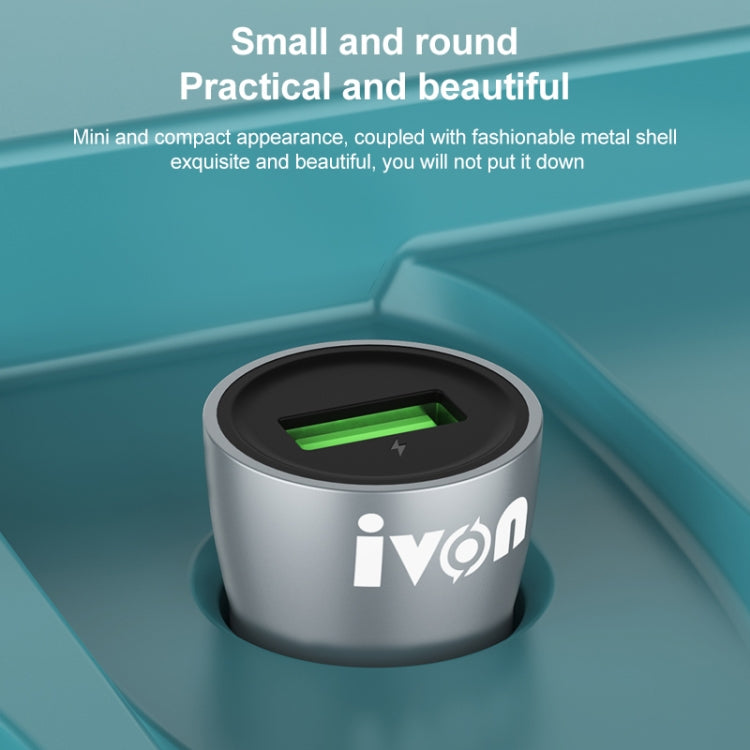 IVON CC39 18W 3.1A QC 3.0 USB Car Charger + 1m USB to Micro USB Fast Charge Data Cable Set, Micro USB