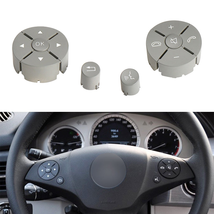 1 Pair Car Steering Wheel Switch Buttons Panel for Mercedes-Benz W204 2007-2014, Left Driving, 1 Pair (Beige), 1 Pair (Brown), 1 Pair (Black), 1 Pair (Grey)