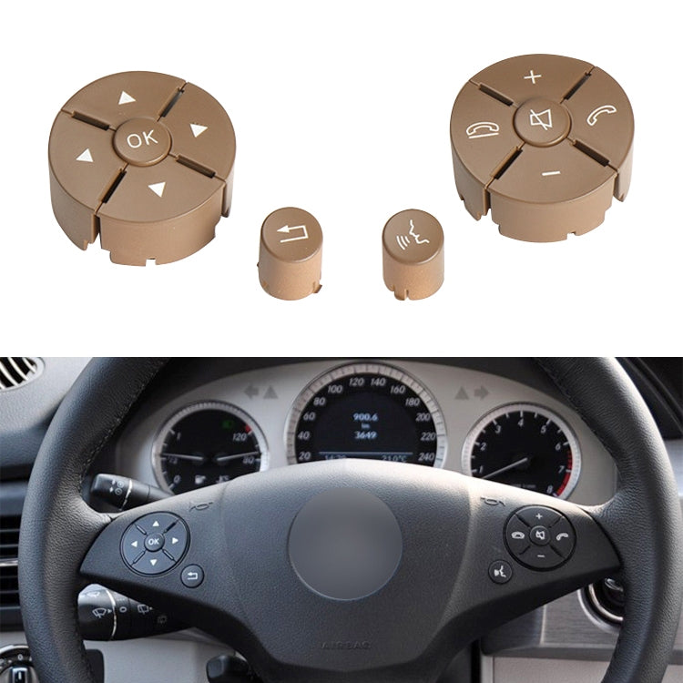 1 Pair Car Steering Wheel Switch Buttons Panel for Mercedes-Benz W204 2007-2014, Left Driving, 1 Pair (Beige), 1 Pair (Brown), 1 Pair (Black), 1 Pair (Grey)