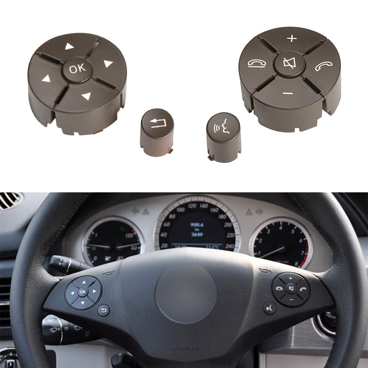 1 Pair Car Steering Wheel Switch Buttons Panel for Mercedes-Benz W204 2007-2014, Left Driving, 1 Pair (Beige), 1 Pair (Brown), 1 Pair (Black), 1 Pair (Grey)