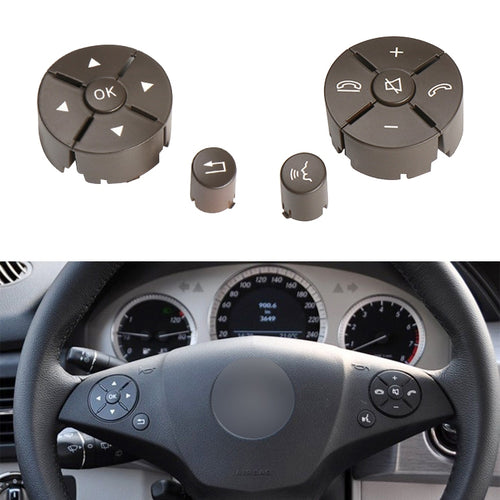 1 Pair Car Steering Wheel Switch Buttons Panel for Mercedes-Benz W204 2007-2014, Left Driving, 1 Pair (Beige), 1 Pair (Brown), 1 Pair (Black), 1 Pair (Grey)