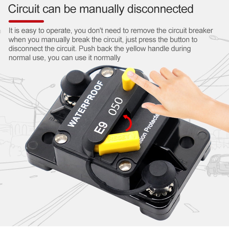 Off-road Vehicle / Automatic 50A Manual Circuit Breaker Overcurrent Protector, 50A