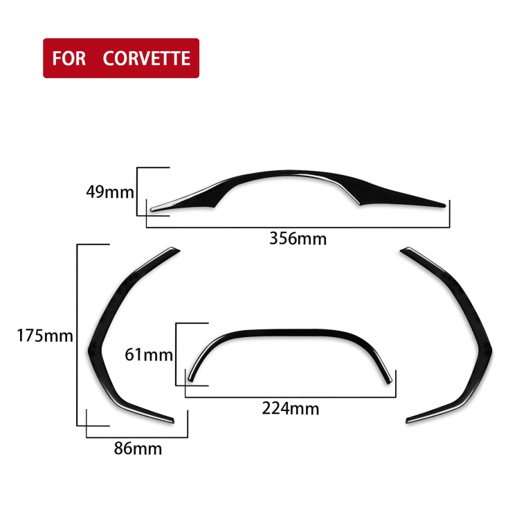 For Chevrolet Corvette C7 2014-2019 4 in 1 Car Dashboard Frame Decorative Sticker, Left Drive, 4 in 1 Dashboard Frame