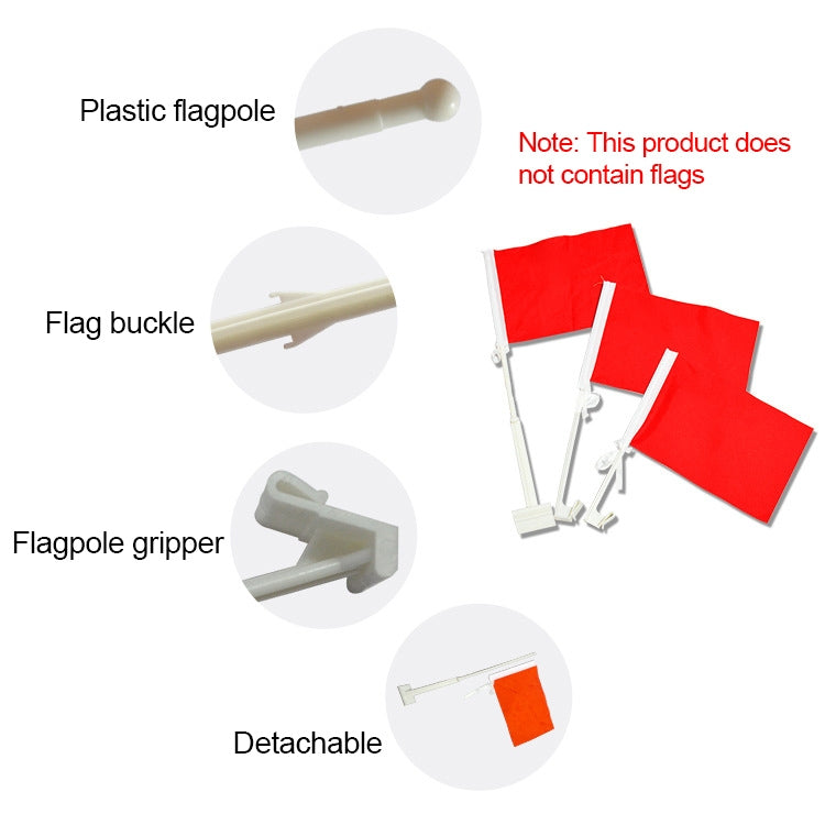 10 PCS 52cm Clip-type Car Window Plastic Flagpole, No Flag, 52cm