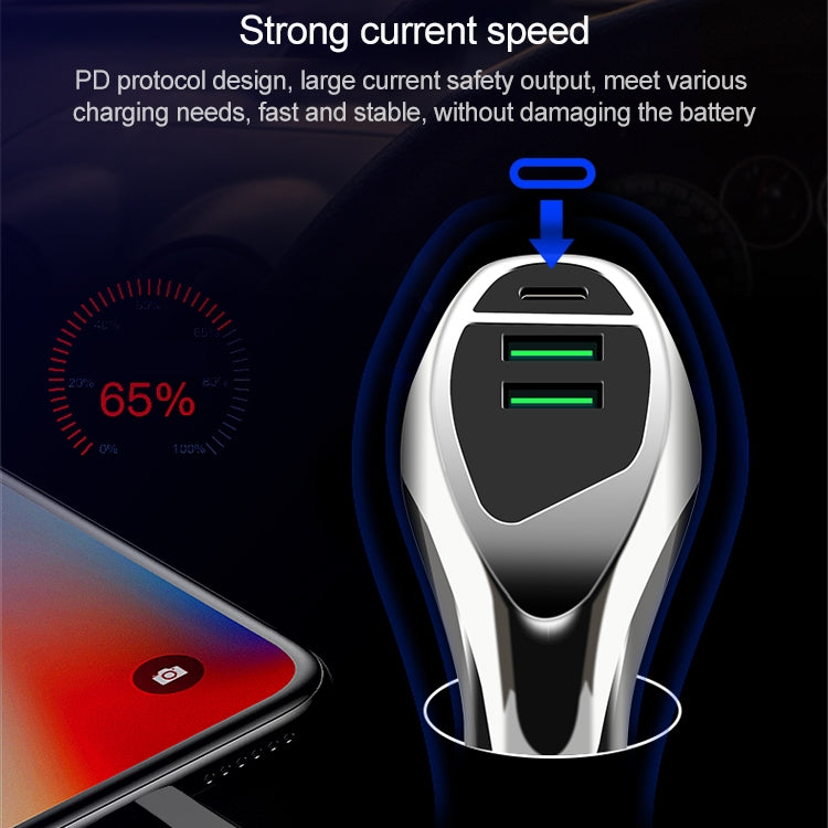 WLX-K1 QC3.0 Dual USB + Type-C Triple Car Charger