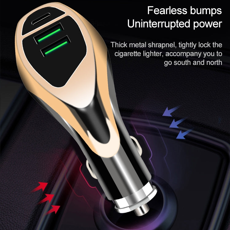WLX-K1 QC3.0 Dual USB + Type-C Triple Car Charger