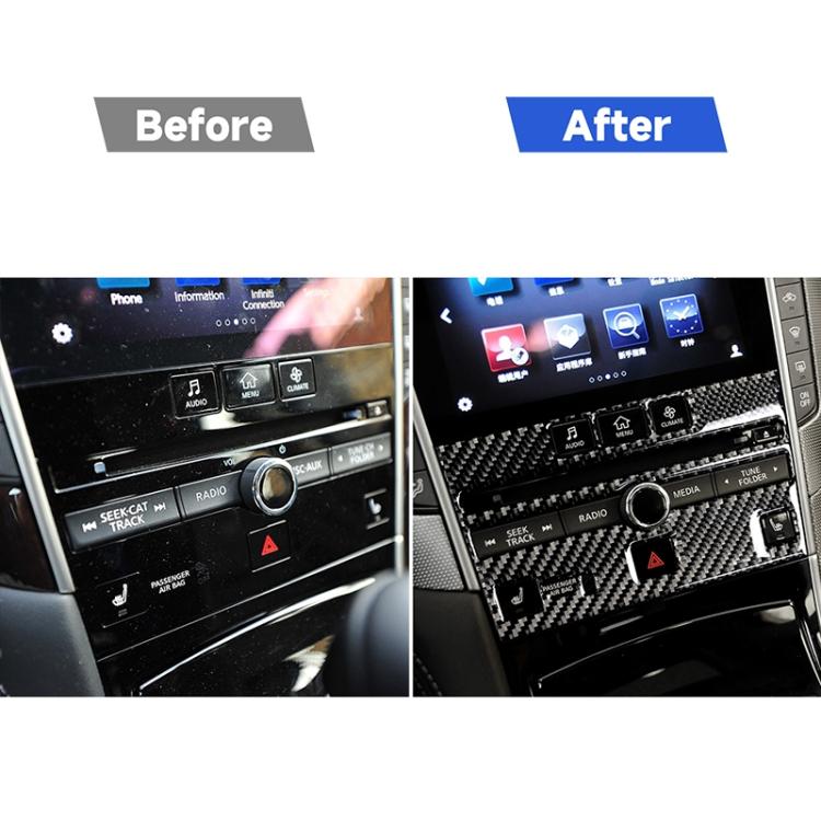 Car Carbon Fiber CD  Console Panel Decorative Sticker for Infiniti Q50 / Q60 2014-2020, CD Console Panel (A)