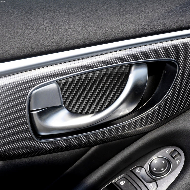 4 PCS Car Carbon Fiber Door Inner Handle Wrist Panel Decorative Sticker for Infiniti Q50 / Q60 2014-2020, Door Inner Handle Wrist