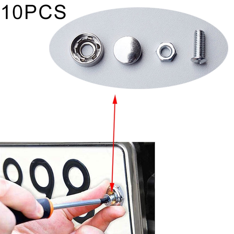 10 Sets Anti-theft Screws Car License Plate Bolts Frame Screws, 10 Sets